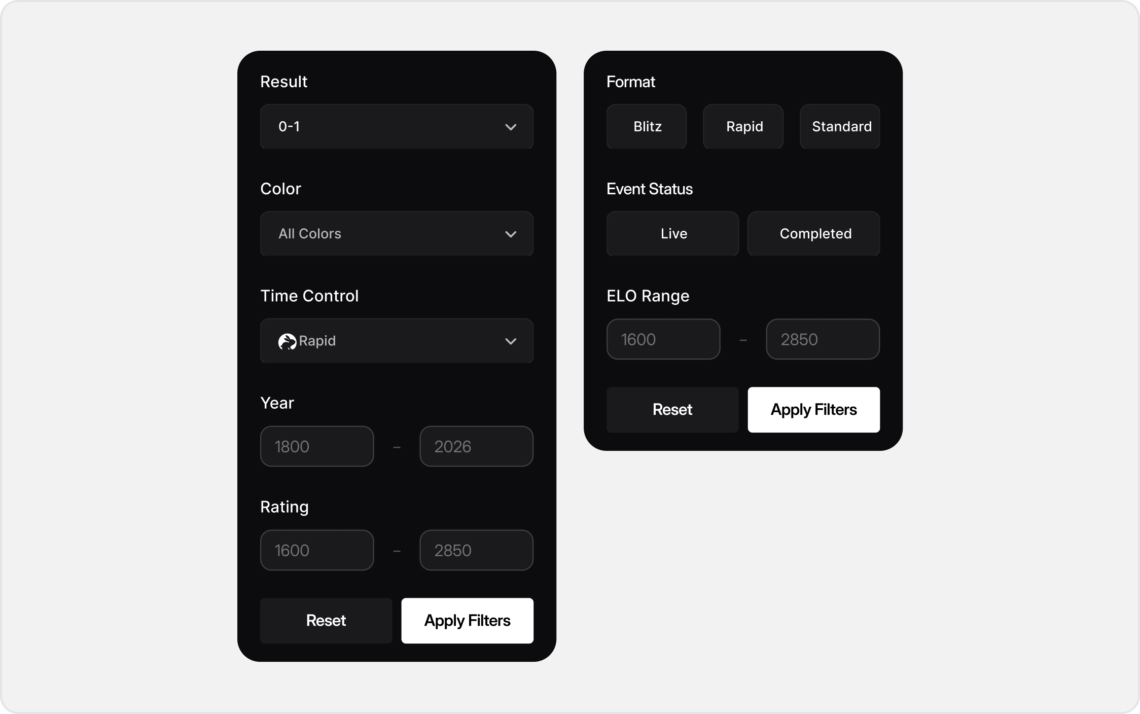 Filtering options in the database