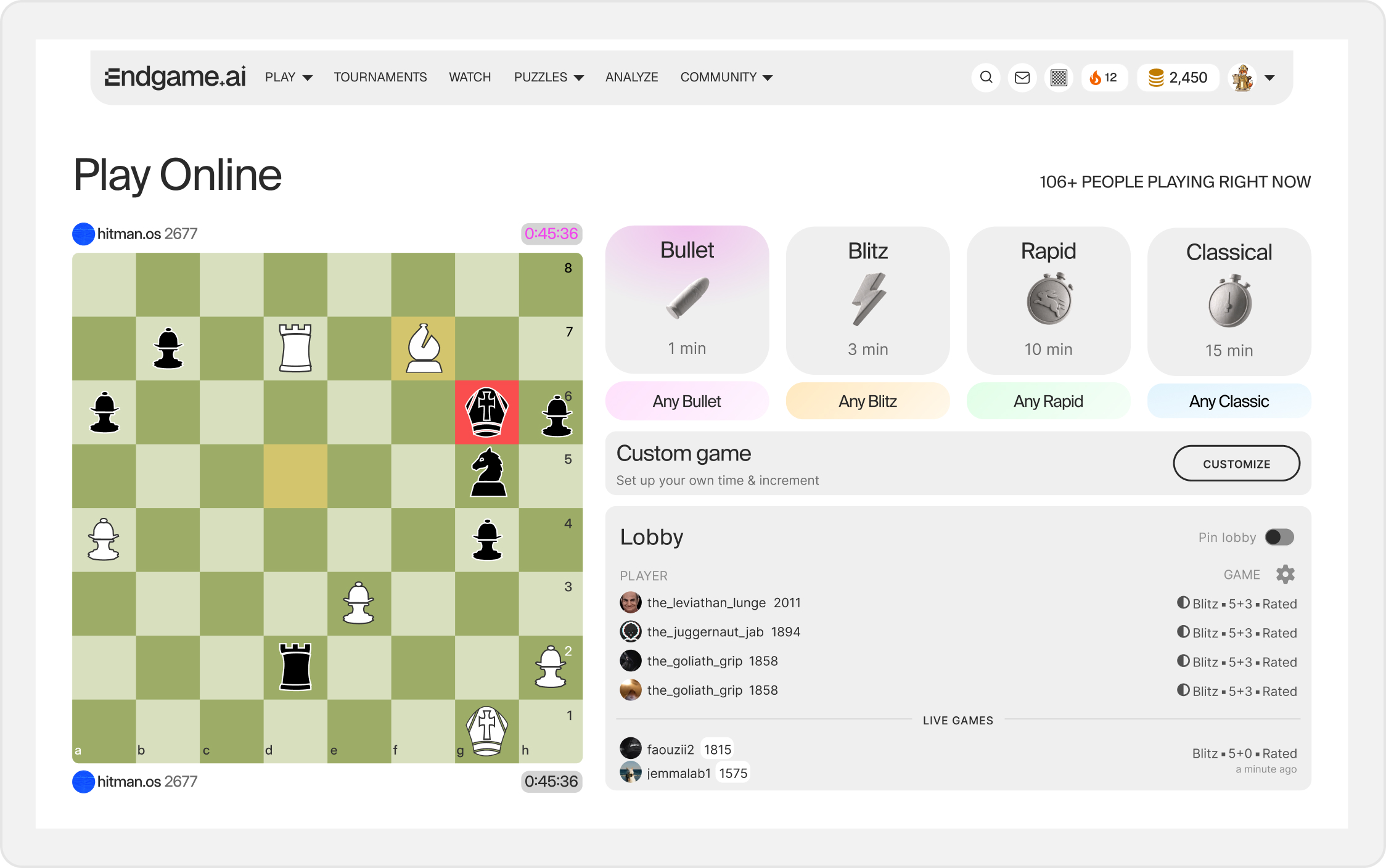 Play Online lobby on web