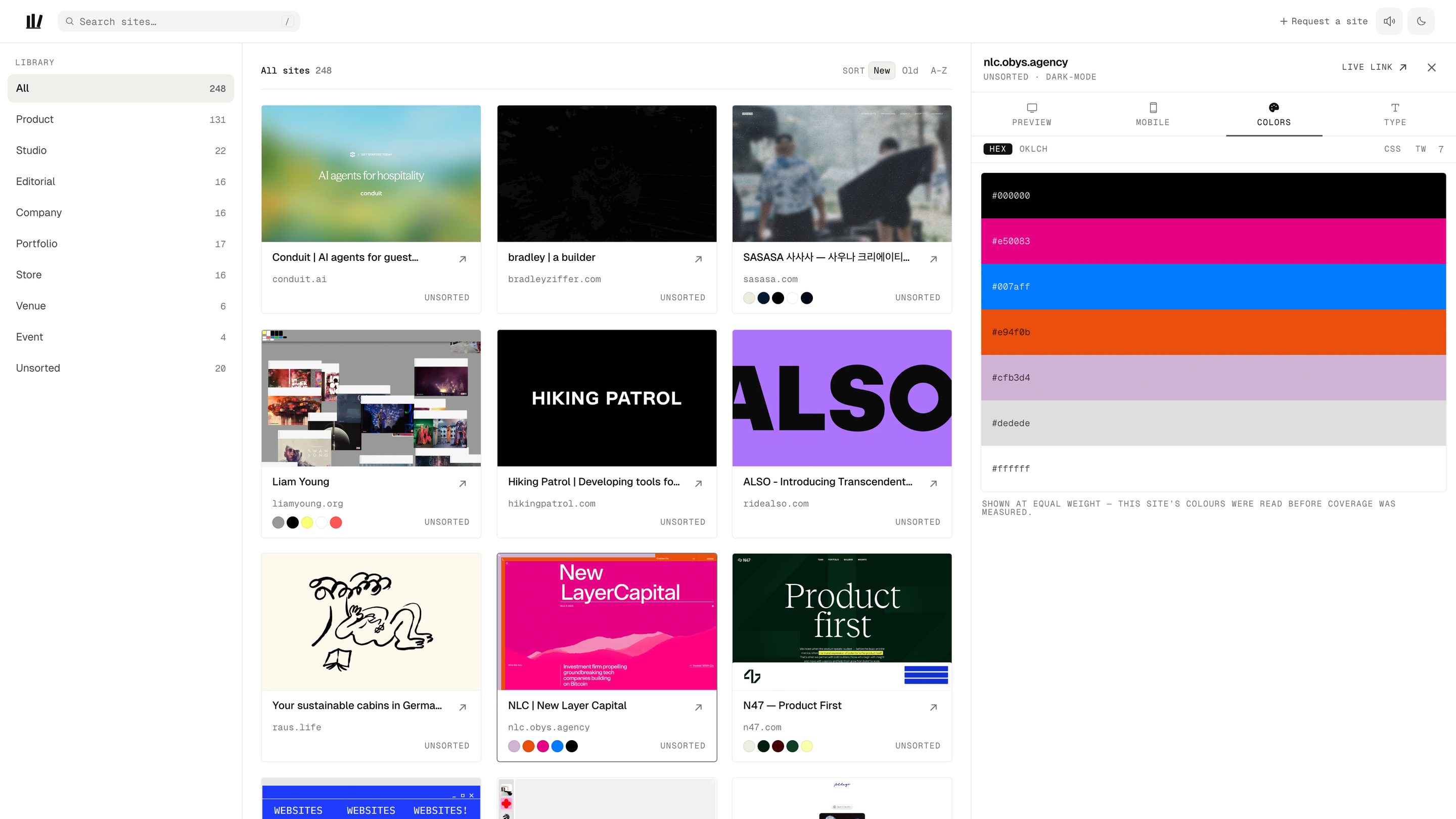 Entry color palette