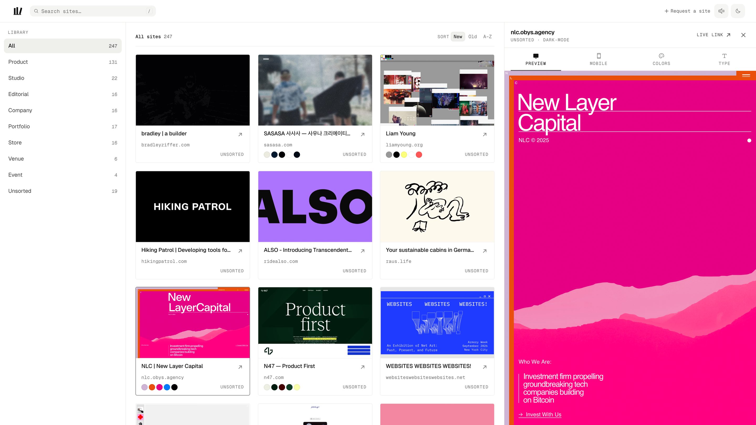 Selected entry with its live preview